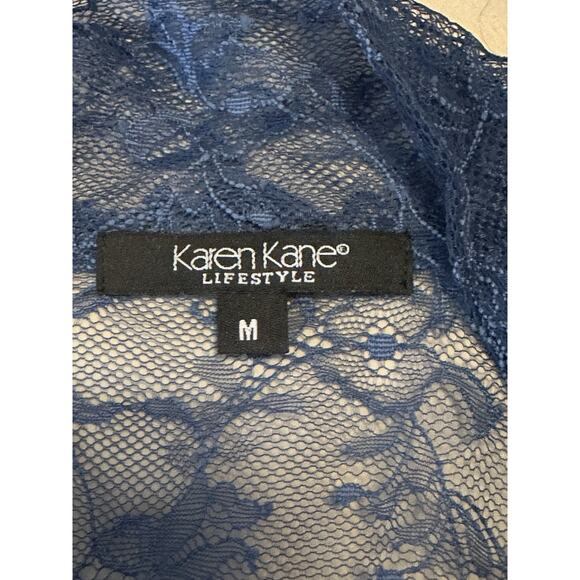New Karen Kane Y2K Style Lace Button Up With Tank Top Medium Sapphire Blue - Picture 3 of 11